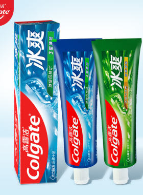 高露洁冰爽牙膏120g/180g三重薄荷茶香清新口气含氟防蛀牙家庭装