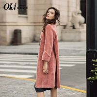 CV chống mùa 2019 áo khoác cashmere mùa đông mới nữ dài nhung trên đầu gối lông cừu xù lông - Accentuated eo áo áo dạ nữ hàn quốc