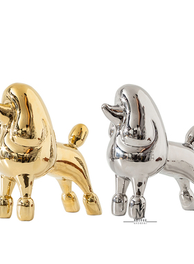 卡通抽象动物狗摆件饰品创意陶瓷电镀网红潮品家居样板间装饰摆设