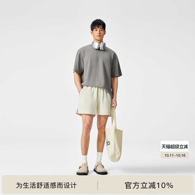 BODYDREAM BM针织短裤男夏季双面布开叉三分裤简约百搭宽松休闲裤