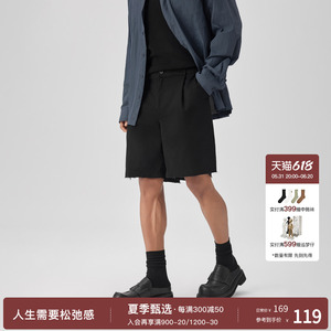 BODYDREAM磨破毛工装边休闲男短裤休闲宽松潮牌直筒大码运动裤子