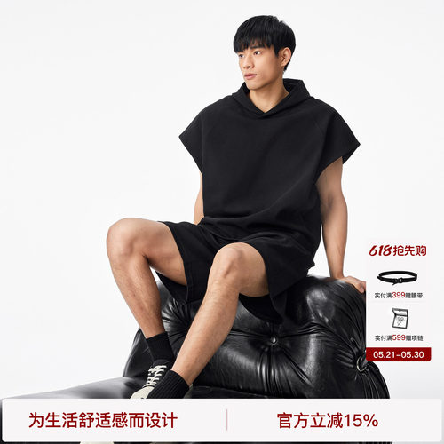 【显壮显肩宽】BODYDREAM大廓形无袖帽衫男背心休闲坎肩运动套装
