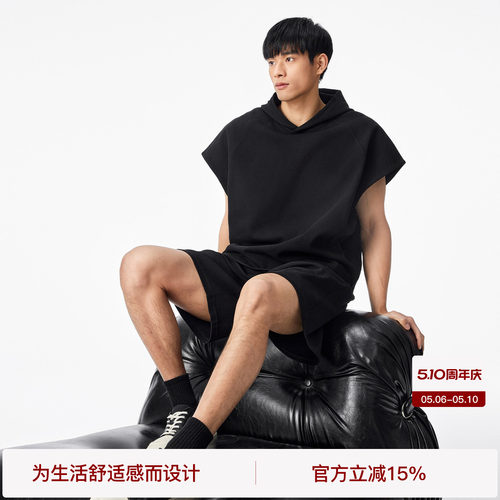 【显壮显肩宽】BODYDREAM大廓形无袖帽衫男背心休闲坎肩运动套装