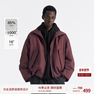 BODYDREAM夹克式羽绒服 90绒外套男弯刀袖boxy短宽立领飞行夹克