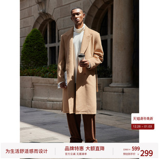 大衣 加厚双排扣宽松正肩长款 BODYDREAM新款 重磅仿毛呢外套秋季