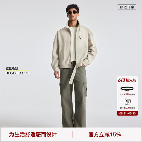 BODYDREAM重磅帆布哈灵顿夹克男新款cleanfit水洗翻领休闲外套