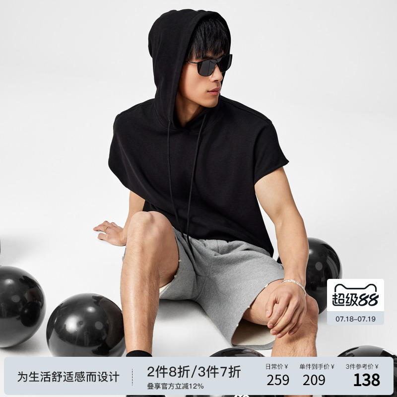BODYDREAM BM重磅肌理感无袖帽衫连帽男休闲针织廓形t恤宽松上衣