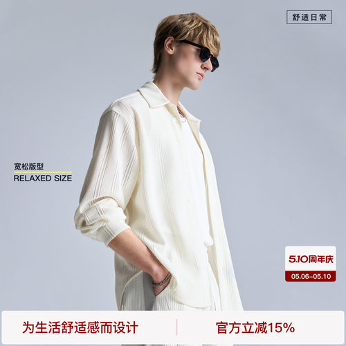 BODYDREAM经典ROW风镂空针织衬衣男春夏松弛感老钱风翻领衬衫外套