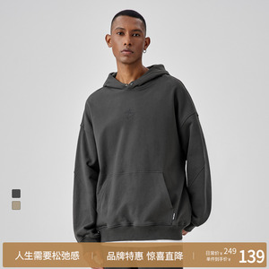 BODYDREAM重磅美式连帽卫衣男秋装心形B标休闲宽松纯棉情侣帽衫