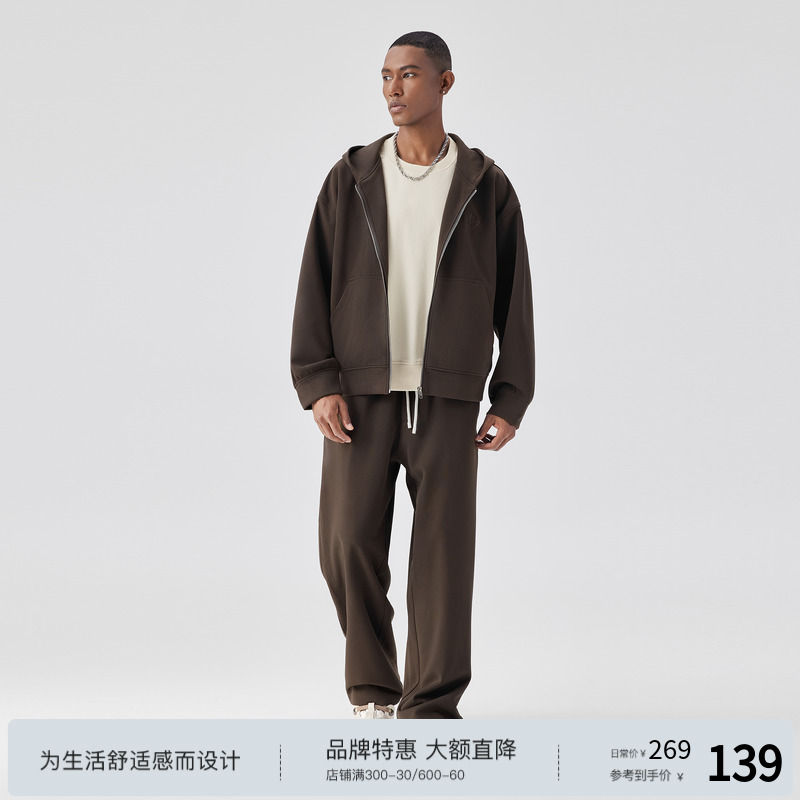 BODYDREAM短款卫衣外套男女同款春季刺绣帽衫拉链夹克/休闲裤套装