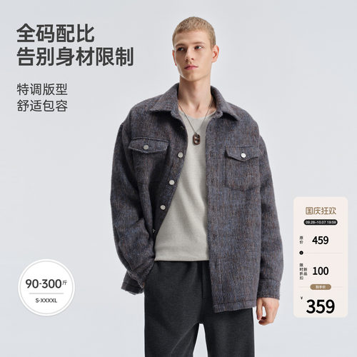BODYDREAM中古小香风毛呢外套男渐变花纱肌理廓形落肩衬衫式夹克