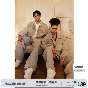 牛仔褲 BODYDREAM 加絨加厚外套 套裝 BM復(fù)古做舊牛仔外套男秋冬款