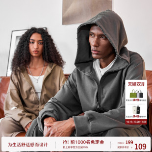 连帽情侣装 BODYDREAM重磅破洞卫衣外套男春秋拉链开衫 帽衫 预