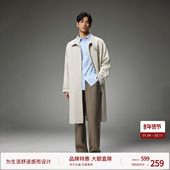 BODYDREAM含绵羊毛风衣男士 立领中长款 智性通勤风休闲外套肌理感