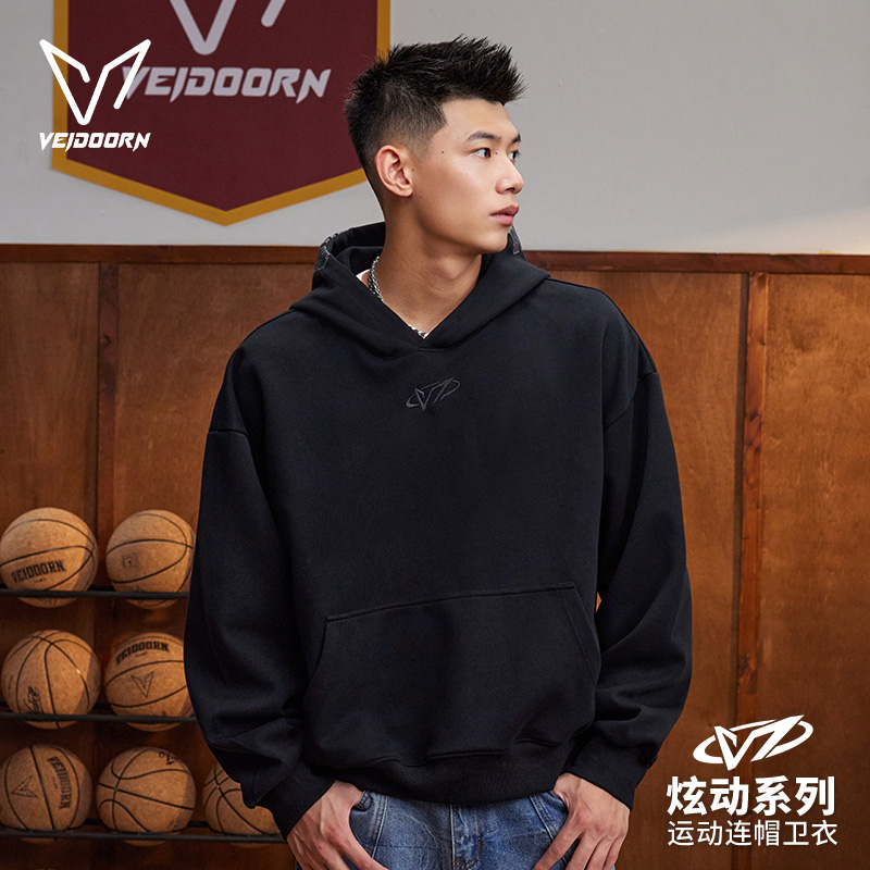 维动连帽运动卫衣男美式宽松休闲