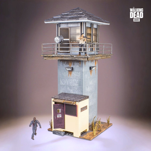 麦克法兰行尸走肉监狱单塔楼微缩场景1/35兼容拼装积木建筑模型