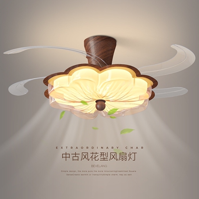 风扇灯中古风复古花朵卧室灯2025