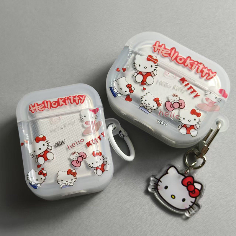 hello kitty苹果耳机保护套适用airpods pro2耳机保护壳透明防摔airpods2/3/4/5代保护壳原创可爱软胶保护套