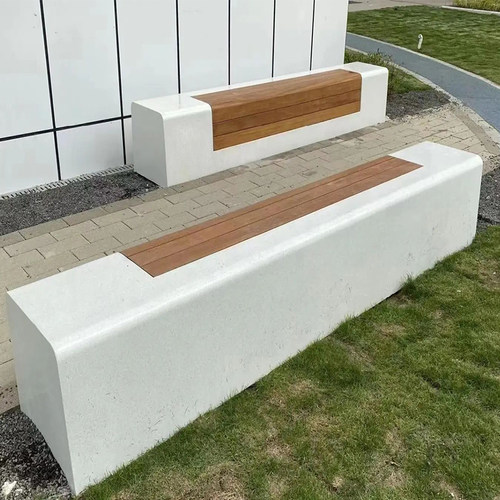 GRC树池座椅定制户外广场水磨石泰科石休闲坐椅UHPC长条坐凳摆件