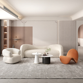 北欧布艺沙发客厅小户型美容院服装 店接待休息区轻奢ins风创意