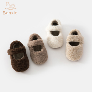 女童鞋子秋冬2025新款洋气加绒保暖宝宝外穿公主鞋儿童软底毛毛鞋