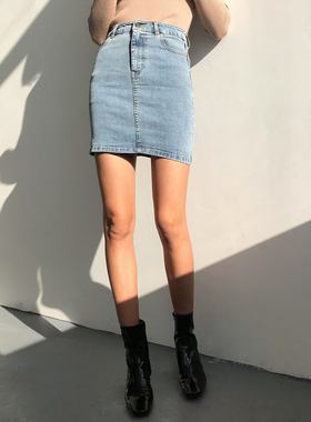 四季款高腰高弹修身显瘦显腿长水洗牛仔半身短裙包臀一步裙WJ2002