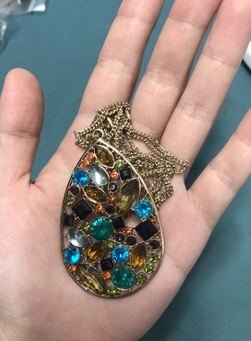 复古水滴多彩项链 3644