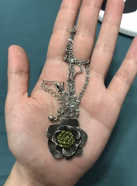 复古花朵立体短款项链 打标3681