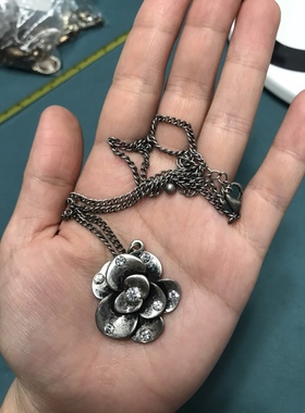 复古花朵短款项链 3707
