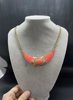 澄粉色民族风复古项链 轻奢 合金项链