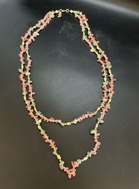 天然碧玺粉晶项链女轻奢小众设计感高级锁骨链2024新款爆款颈链