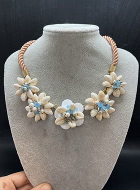 Talbots天然贝壳花朵复古宫廷风短款项链锁骨链女款打标质量好