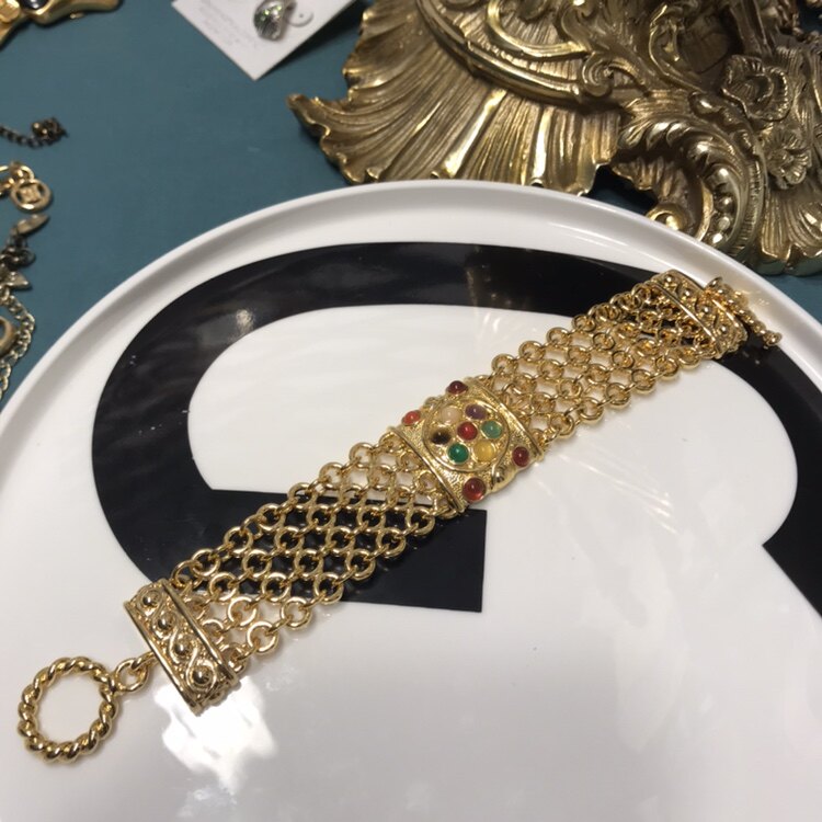 中古Monet金色宽版手链