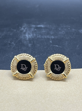 Vintage德产迪奥Cristian Dior袖扣中古珐琅彩黑色稀有款式