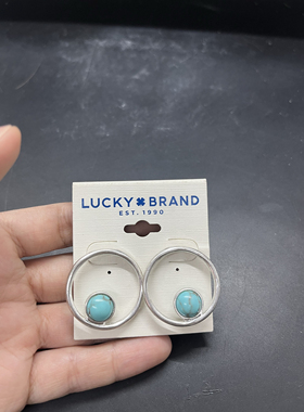 Lucky brand松石复古圆圈做旧耳环