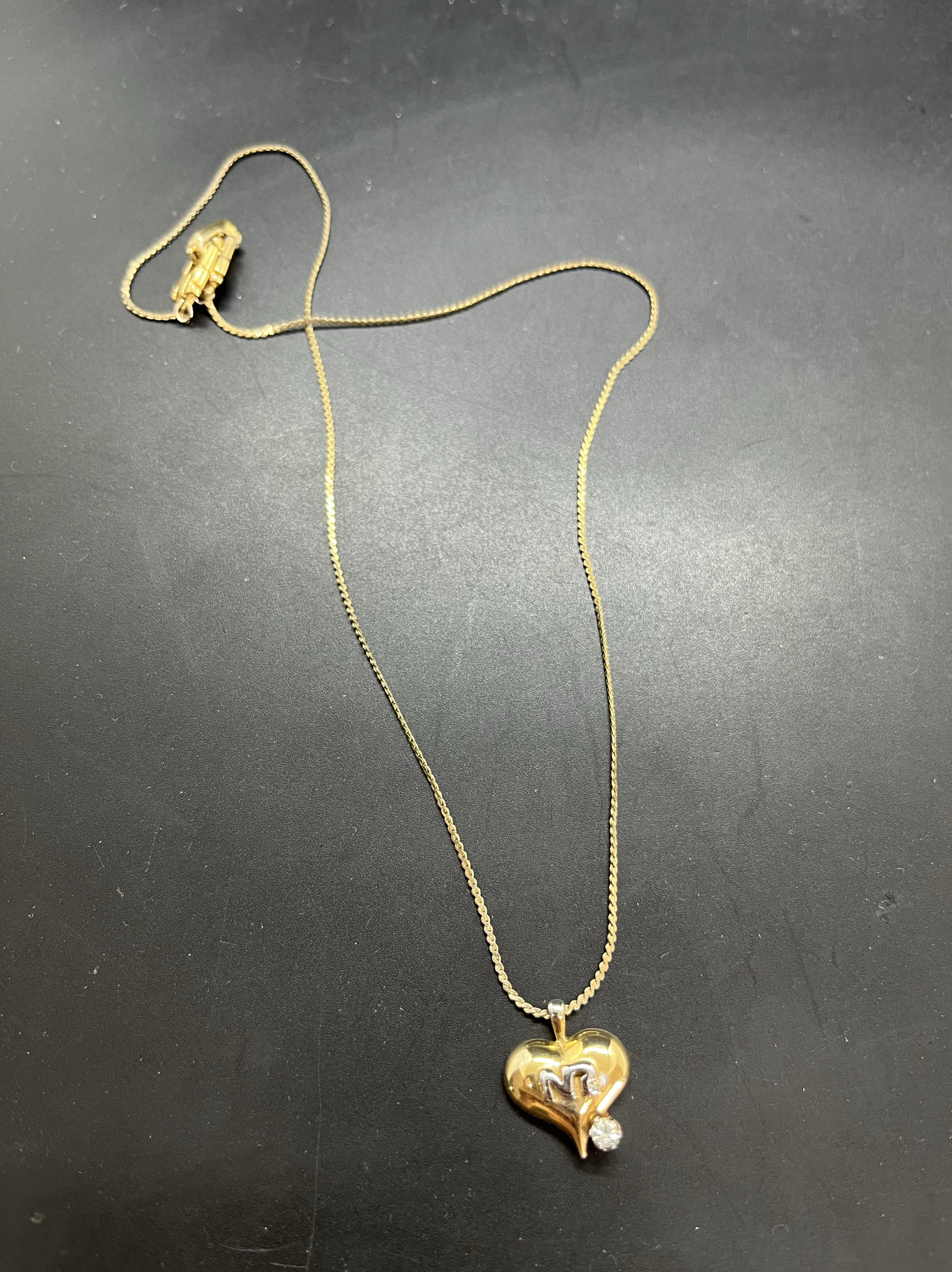 Vintage中古Nina Ricci金色爱心项链 扣头氧化 介意勿拍