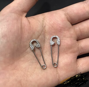 vintage古着孤品耳环925银曲别针银色耳环朋克复古另类首饰耳钉