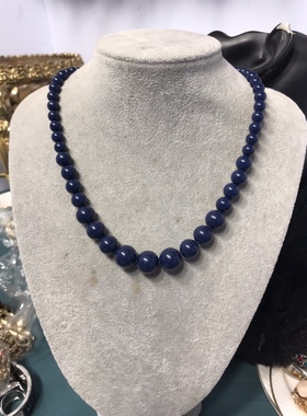 Vintage中古仿青金石蓝色单层螺丝扣项链树脂材质 这个颜色比较少