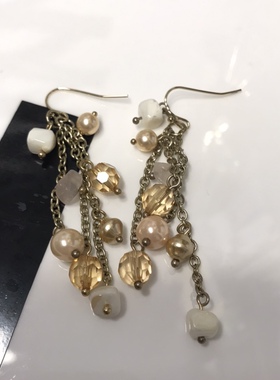 复古流苏金色耳环 3664