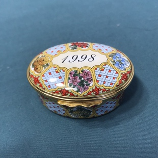 Vintage超精致纯铜珐琅手绘1988年小首饰盒 保存品