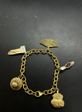 孤品中古vintage大都会博物馆MMA金色复古胸针打标 帽子高跟鞋