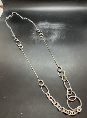 简约银色灰珍珠不规则毛衣链铜镀真金质量很好