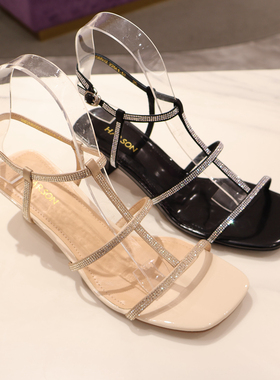 哈森女鞋 HM256502 HARSON2025年夏款 中细跟凉鞋 商场专柜同款