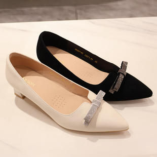 HS257145 HARSON哈森2025年春款 中粗跟蝴蝶结 单鞋 商场新品