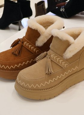 KA253302  卡迪娜女鞋 2025年冬靴平跟 休闲加绒靴 商场新品