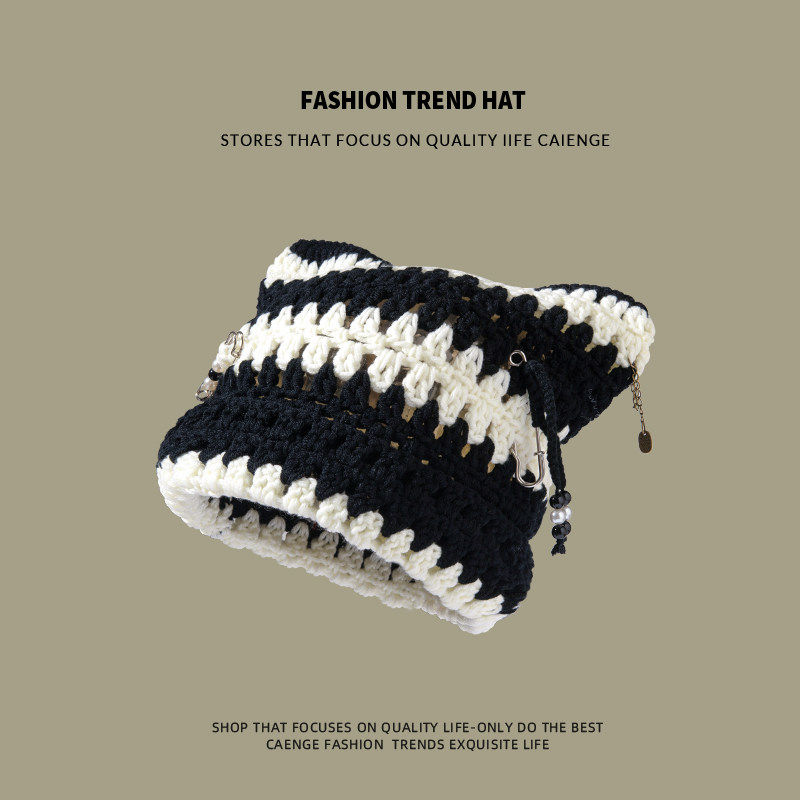 小恶魔针织毛线帽子女猫咪耳朵可爱套头尖尖帽撞色学生网红冷帽,服饰配件/皮带/帽子/围巾,帽子,淘宝优惠券,粉丝福利购,淘宝优惠卷