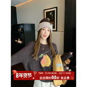 MLS 女100羊毛圆领鸭梨宽松保暖针织毛衣 新品 南果梨 甜系穿搭冬季