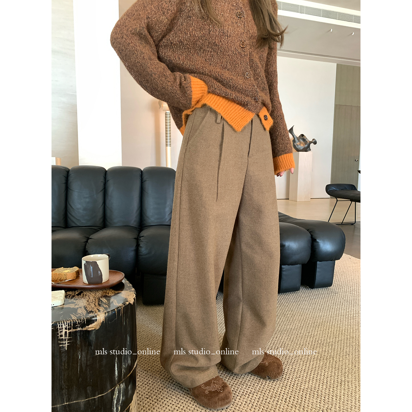 MLS 松弛步调 直筒垂感休闲裤女秋冬季新款2025立体裁剪阔腿裤