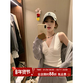 山茶花开 优雅气质抽褶V领无袖 背心女春夏季 MLS 纯欲修身 针织吊带