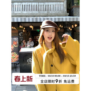 MLS 兔耳朵欧尼 贵感oni系带中长款大衣女冬新款今年流行毛呢外套